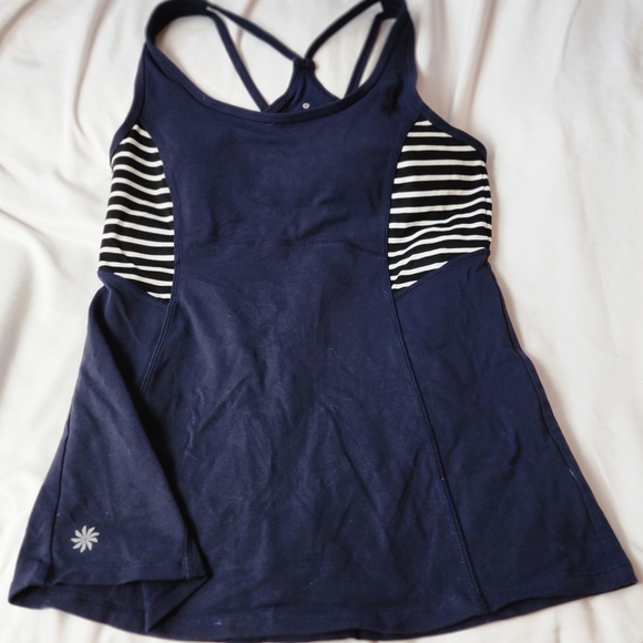 Athleta Navy Women's Tank Top with Striped Accents Size Medium - Picture 1 of 8